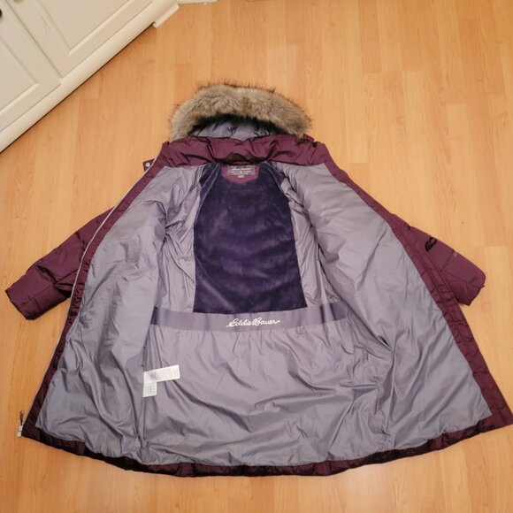 Eddie Bauer Women's Sun Valley Hooded Down Parka Dark Plum - 1X - Picture 7 of 15